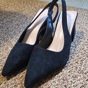 Black Velvet Slingback Heels - 42 (US 11 - Women)